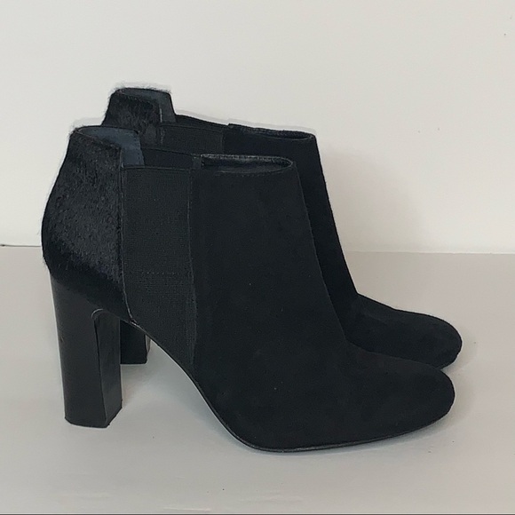 Trina Turk Womens 6 Ankle Boots Black Suede Calf Hair High Heeled Booties - Picture 4 of 11